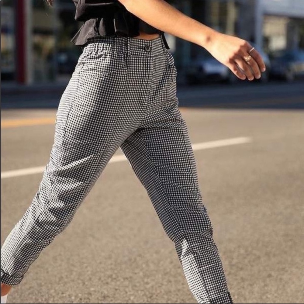 Urban outfitters Black and White Gingham Print High Rise Pants